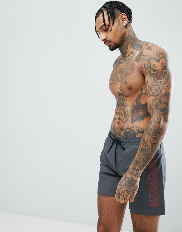 Napapijri Varco Swim Shorts In Dark Gray - Gray