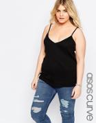 Asos Curve Strappy Rib Cami - Black