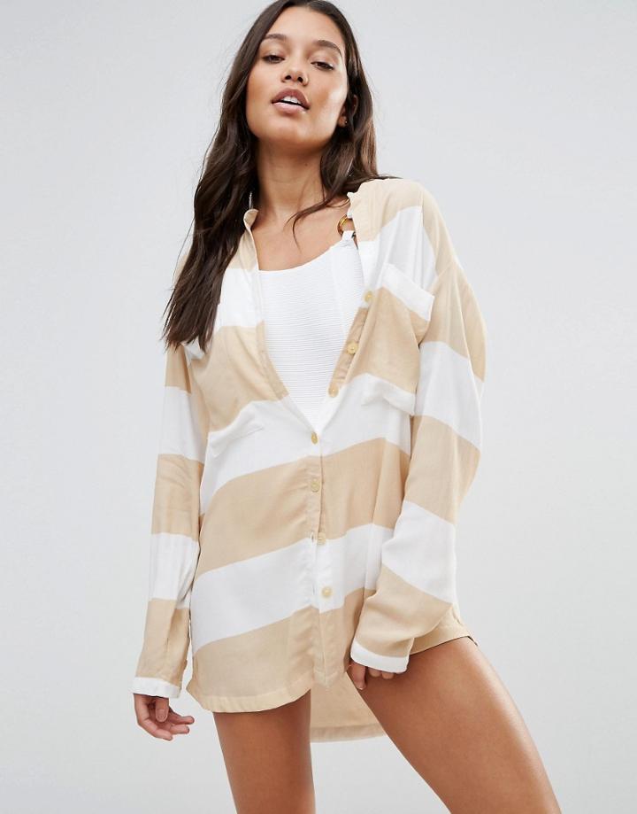 Zulu And Zephyr Wide Stripe Beach Shirt - Multi
