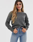 Brave Soul Grunge Round Neck Sweater-gray