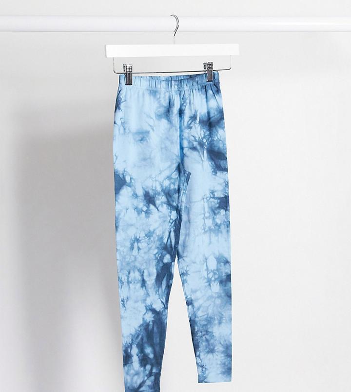 Asos Design Petite Legging In Tonal Tie Dye-blues