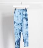 Asos Design Petite Legging In Tonal Tie Dye-blues