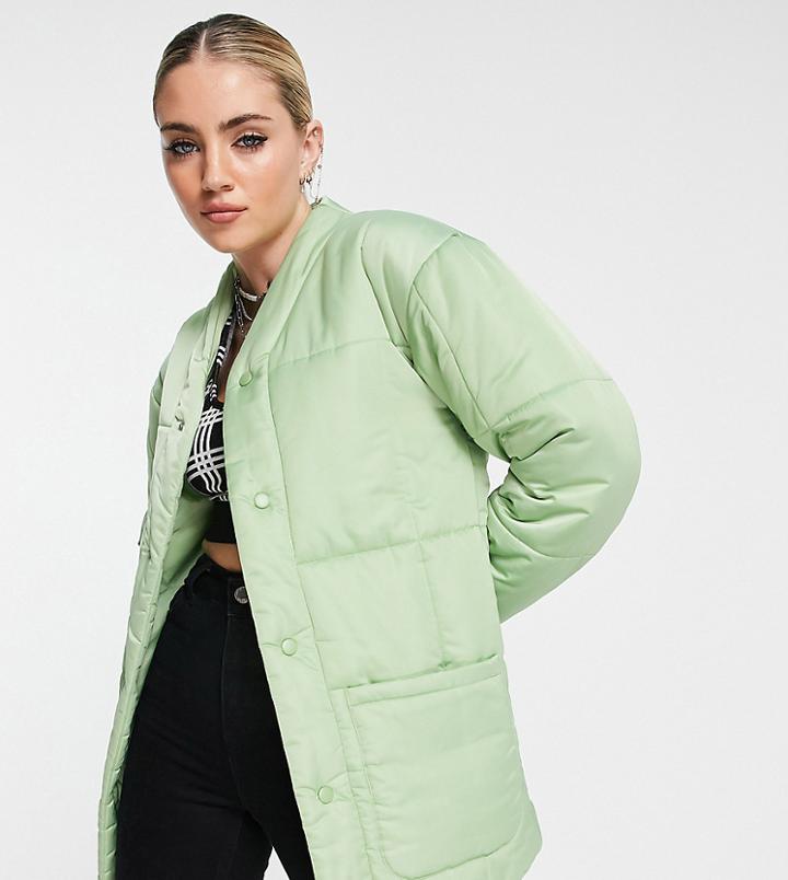 Reclaimed Vintage Inspired Quilted Jacket In Light Khaki-green