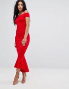 Lipsy Red Bardot Maxi Dress - Red