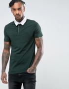 Asos Muscle Rugby Polo Shirt In Bottle Green - Green