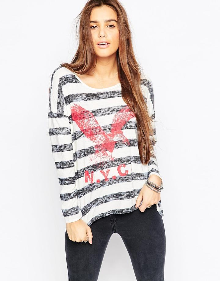 Vintage Havana Striped Sweater With Nyc Logo