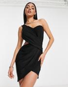 Jaded Rose One Shoulder Mini Dress In Black