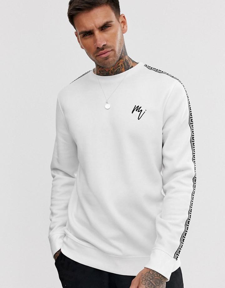 River Island Sweatshirt With Greek Taping In White