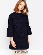 Helene Berman Fluted Sleeve Jacket In Blue Animal Print