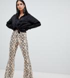 Missguided Flare Pants In Snake Print - Multi