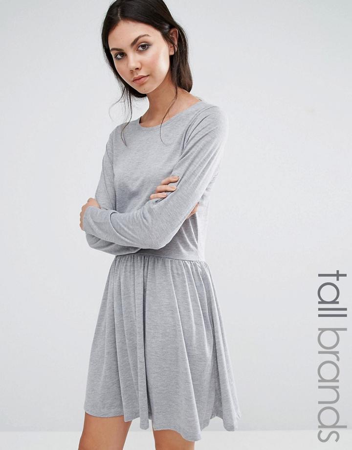 Brave Soul Tall Jersey Skater Dress - Gray