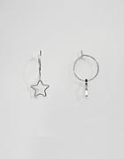 Orelia Star Charm Hoop Earrings - Silver