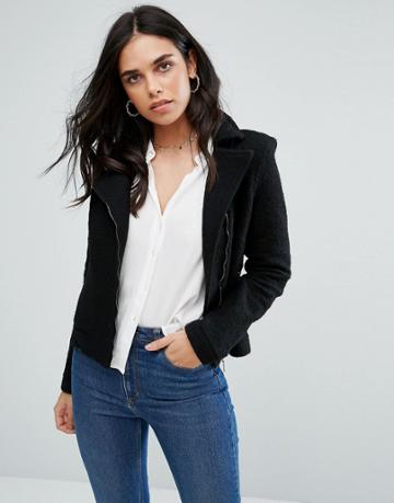 Zibi London Short Jacket With Asymmetric Zip - Black