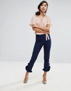 Fashion Union Pant With Frill - Navy