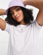 Pieces Cotton T-shirt In Lilac Stripe-purple