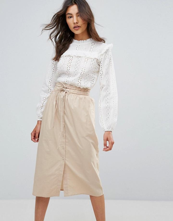 Qed London Lace Blouse - Cream