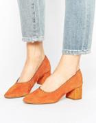 Mango Trim Detail Block Court Heel - Orange