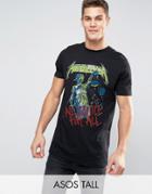 Asos Tall Metallica Longline Band T-shirt With Justice For All Faded Print - Black