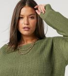 Missguided Plus Cable Sleeve Sweater In Khaki-green