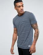 Solid Striped T-shirt With Pocket - Navy