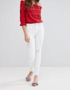 Miss Selfridge Frayed Hem Skinny Jeans - White