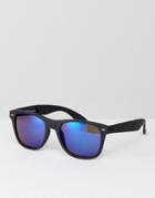 Pull & Bear Fold Back Retro Sunglasses In Black - Black