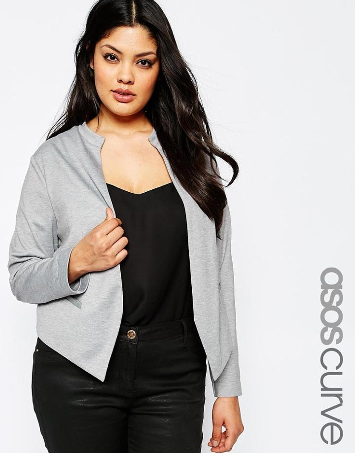 Asos Curve Clean Ponte Blazer - Silver