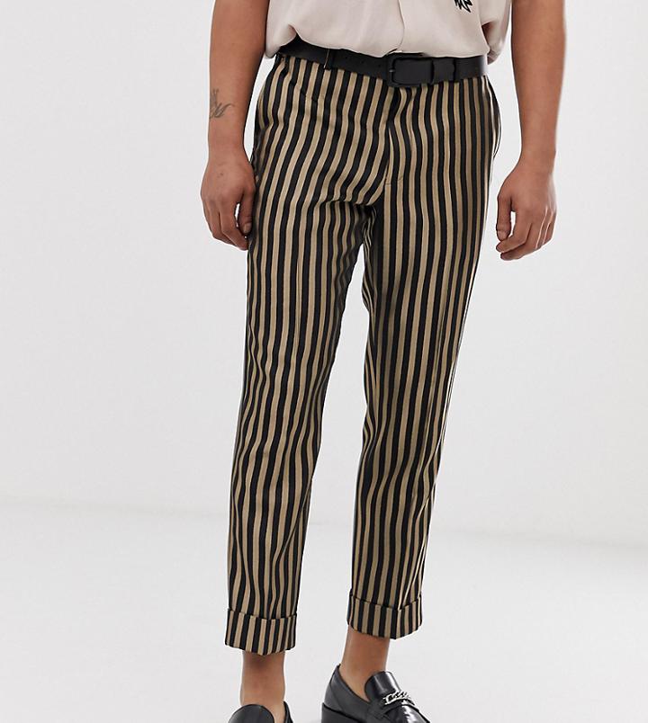 Heart & Dagger Slim Fit Smart Pants In Stone Stripe