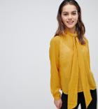 Y.a.s Petite Pussy Bow Blouse - Yellow