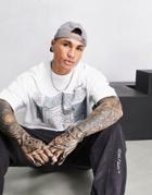Asos Dark Future Oversized Heavyweight T-shirt With Paisley Graphic And Gloss Print In White