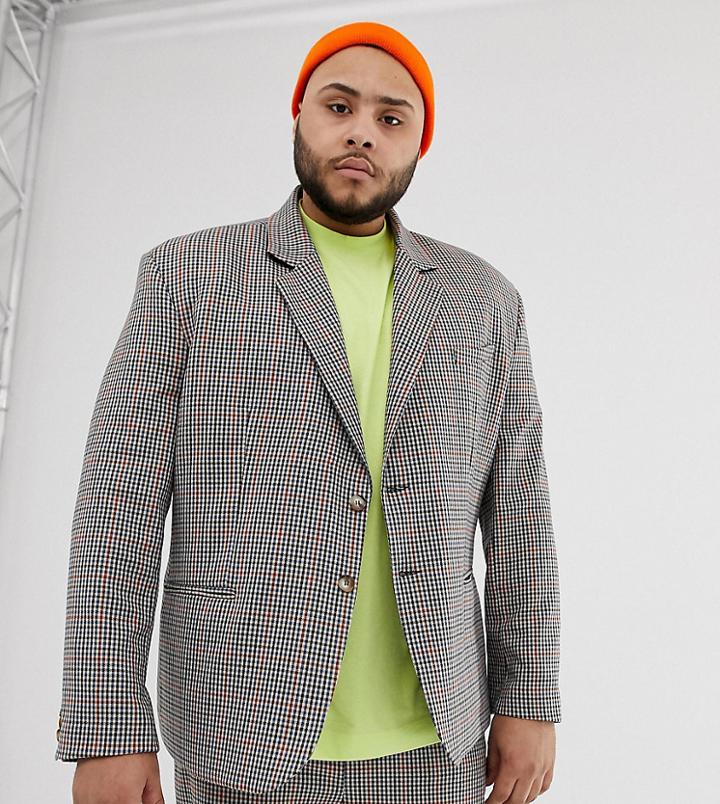 Collusion Plus Oversized Suit Jacket In Brown Check