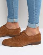 Asos Brogue Shoes In Relaxed Tan Suede With Natural Sole - Tan