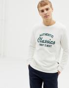 Burton Menswear Sweatshirt With Classic Print And Front Pocket In White