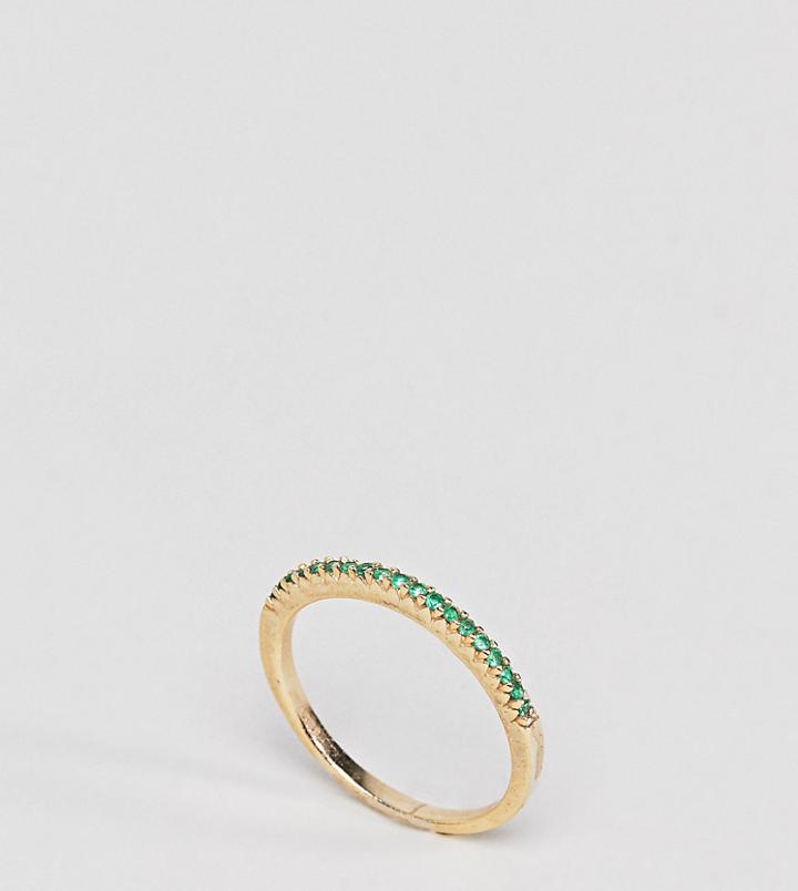 Shashi 18k Gold Pave Emerald Crystal Ring - Gold