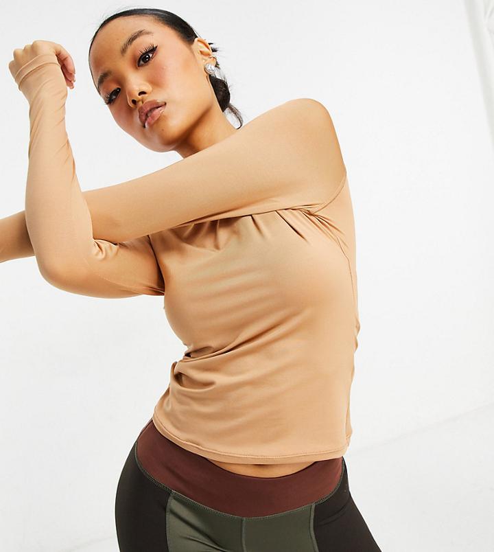 Asos 4505 Petite Icon Long Sleeve Slim-fit Top-brown