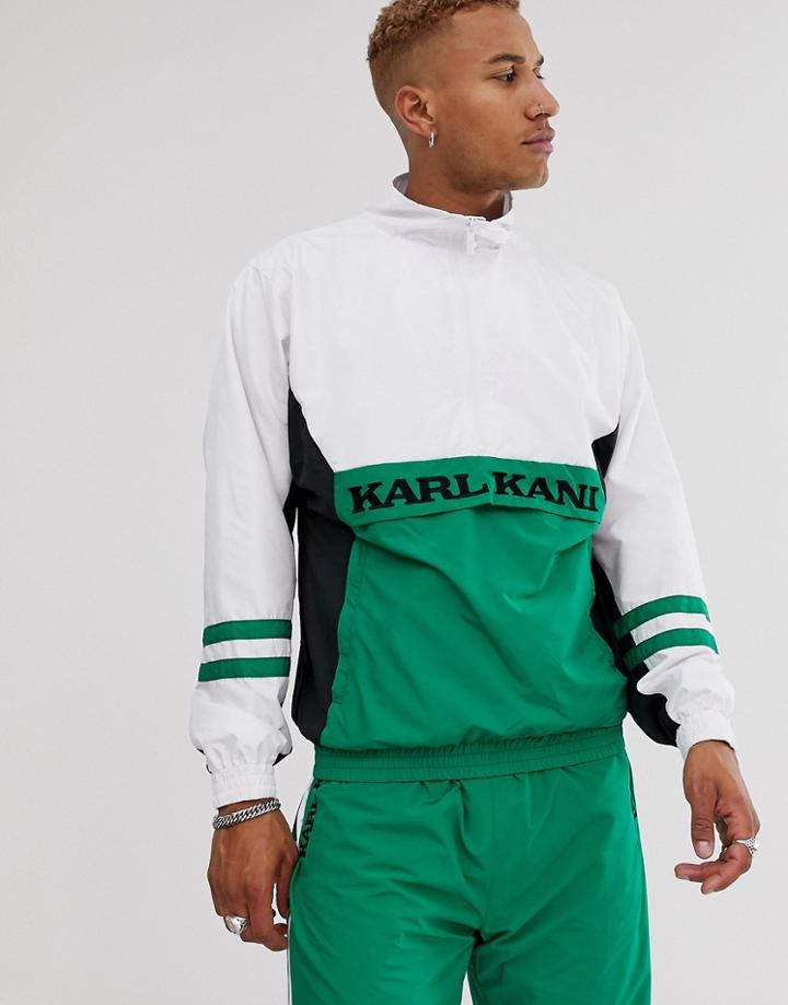 Karl Kani Retro Half-zip Windbreaker In Green/white - Green