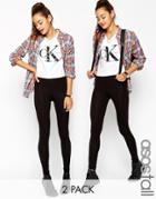 Asos Tall 2 Pack High Waisted Leggings In Black Save 10% - Black