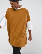 Asos Extreme Oversized T-shirt With Color Block Panelling - White