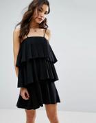 Asos Tiered Strappy Sundress - Black
