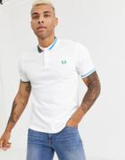 Fred Perry Mercerised Cotton Polo Shirt With Multi Tip Collar In White