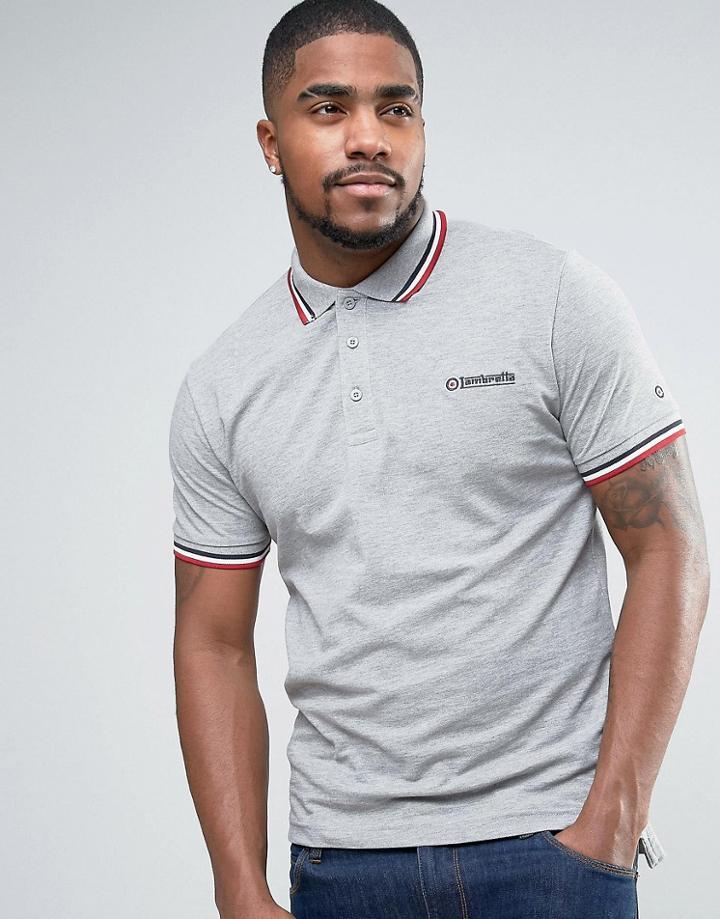 Lambretta Multi Tipping Polo Shirt - Gray