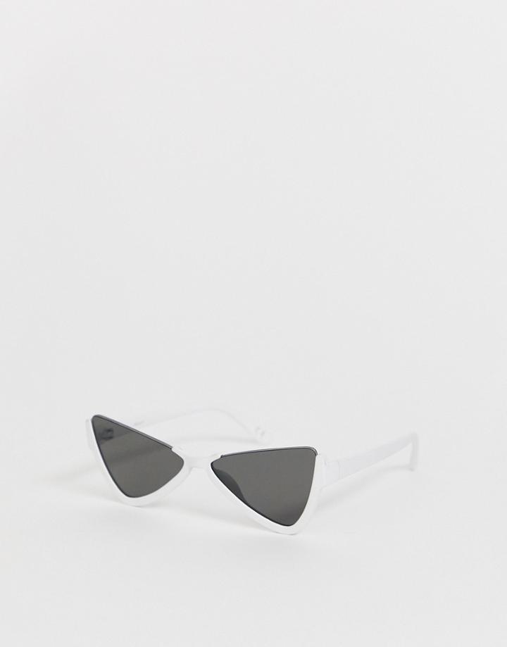 Asos Design Half Frame Plastic Butterfly Sunglasses - White
