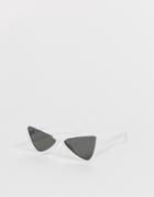 Asos Design Half Frame Plastic Butterfly Sunglasses - White