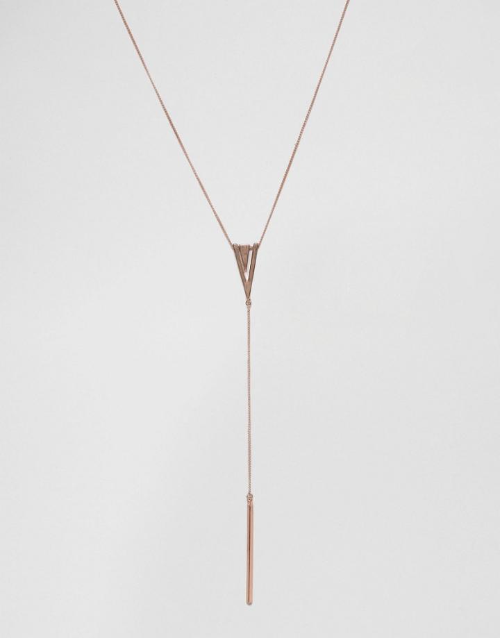 Nylon Drop Pendant Long Line Necklace - Gold