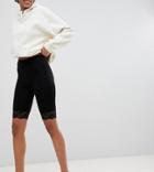 Asos Design Tall Legging Short With Lace Hem - Black