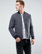New Look Quilted Wool Bomber In Navy - Blue