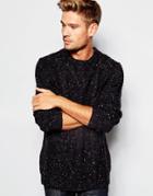Asos Cable Knit Jumper With Wool And Nepp - Navy