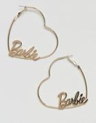 Missguided Barbie Heart Hoop Earrings - Gold