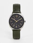 French Connection Watch With Leather Strap In Forest Green
