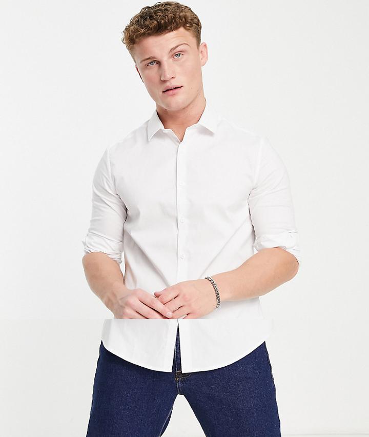 Asos Design 2-pack Stretch Slim Fit Work Shirts In White - Save-multi